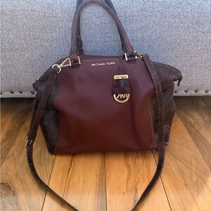 Michael Kors Deep Burgundy Snakeskin Satchel